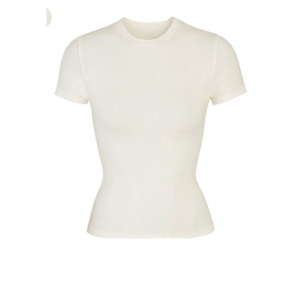 Skims Bone off white soft smoothing seamless t shirt xxs 2xs 2 xs womens tee - Picture 1 of 4